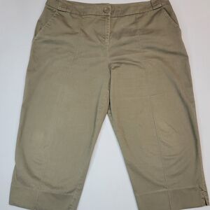 George Stretch Capri Pants Khaki Womens Size 16 Flat Front